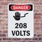 Signmission 208 Volts Danger Sign, Plastic, 7in W x 10in L, 2PK OS-2PACK-DS-P-710-V-1007 - alternate 4